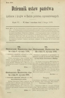 Dziennik Ustaw Państwa dla Królestw i Krajów w Radzie Państwa Reprezentowanych. 1898, cz. 6