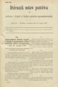 Dziennik Ustaw Państwa dla Królestw i Krajów w Radzie Państwa Reprezentowanych. 1898, cz. 9