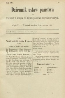 Dziennik Ustaw Państwa dla Królestw i Krajów w Radzie Państwa Reprezentowanych. 1898, cz. 11