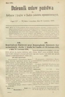 Dziennik Ustaw Państwa dla Królestw i Krajów w Radzie Państwa Reprezentowanych. 1898, cz. 15