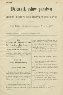 Dziennik Ustaw Państwa dla Królestw i Krajów w Radzie Państwa Reprezentowanych. 1898, cz. 30