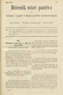 Dziennik Ustaw Państwa dla Królestw i Krajów w Radzie Państwa Reprezentowanych. 1898, cz. 31