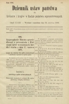 Dziennik Ustaw Państwa dla Królestw i Krajów w Radzie Państwa Reprezentowanych. 1898, cz. 32