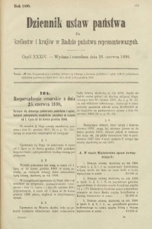 Dziennik Ustaw Państwa dla Królestw i Krajów w Radzie Państwa Reprezentowanych. 1898, cz. 34