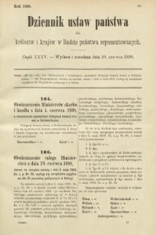 Dziennik Ustaw Państwa dla Królestw i Krajów w Radzie Państwa Reprezentowanych. 1898, cz. 35