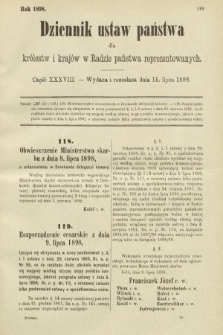 Dziennik Ustaw Państwa dla Królestw i Krajów w Radzie Państwa Reprezentowanych. 1898, cz. 38