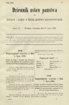 Dziennik Ustaw Państwa dla Królestw i Krajów w Radzie Państwa Reprezentowanych. 1898, cz. 40