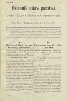 Dziennik Ustaw Państwa dla Królestw i Krajów w Radzie Państwa Reprezentowanych. 1898, cz. 41