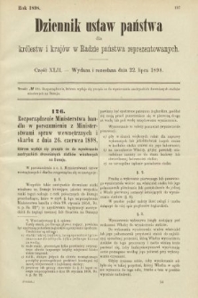 Dziennik Ustaw Państwa dla Królestw i Krajów w Radzie Państwa Reprezentowanych. 1898, cz. 42