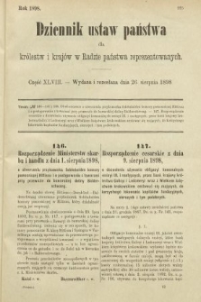 Dziennik Ustaw Państwa dla Królestw i Krajów w Radzie Państwa Reprezentowanych. 1898, cz. 48