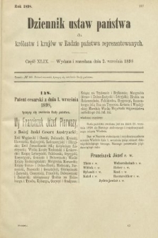 Dziennik Ustaw Państwa dla Królestw i Krajów w Radzie Państwa Reprezentowanych. 1898, cz. 49