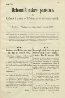 Dziennik Ustaw Państwa dla Królestw i Krajów w Radzie Państwa Reprezentowanych. 1898, cz. 50