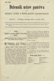 Dziennik Ustaw Państwa dla Królestw i Krajów w Radzie Państwa Reprezentowanych. 1898, cz. 51