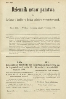 Dziennik Ustaw Państwa dla Królestw i Krajów w Radzie Państwa Reprezentowanych. 1898, cz. 53