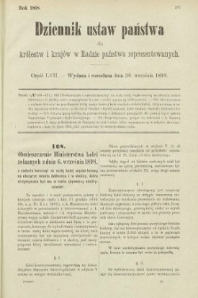 Dziennik Ustaw Państwa dla Królestw i Krajów w Radzie Państwa Reprezentowanych. 1898, cz. 57