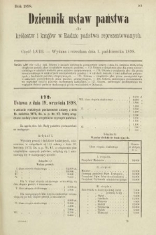 Dziennik Ustaw Państwa dla Królestw i Krajów w Radzie Państwa Reprezentowanych. 1898, cz. 58
