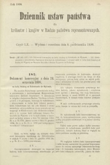 Dziennik Ustaw Państwa dla Królestw i Krajów w Radzie Państwa Reprezentowanych. 1898, cz. 60