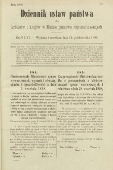 Dziennik Ustaw Państwa dla Królestw i Krajów w Radzie Państwa Reprezentowanych. 1898, cz. 61