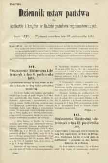 Dziennik Ustaw Państwa dla Królestw i Krajów w Radzie Państwa Reprezentowanych. 1898, cz. 64
