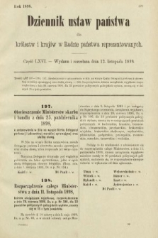 Dziennik Ustaw Państwa dla Królestw i Krajów w Radzie Państwa Reprezentowanych. 1898, cz. 66
