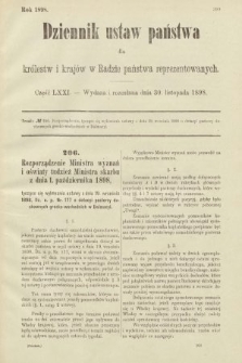 Dziennik Ustaw Państwa dla Królestw i Krajów w Radzie Państwa Reprezentowanych. 1898, cz. 71