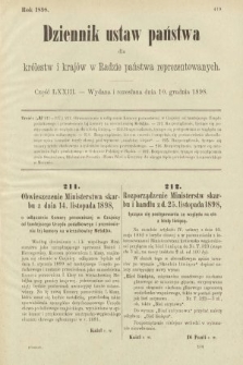 Dziennik Ustaw Państwa dla Królestw i Krajów w Radzie Państwa Reprezentowanych. 1898, cz. 73