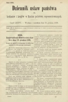Dziennik Ustaw Państwa dla Królestw i Krajów w Radzie Państwa Reprezentowanych. 1898, cz. 76