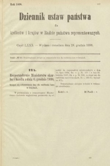 Dziennik Ustaw Państwa dla Królestw i Krajów w Radzie Państwa Reprezentowanych. 1898, cz. 80