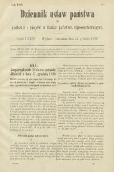 Dziennik Ustaw Państwa dla Królestw i Krajów w Radzie Państwa Reprezentowanych. 1898, cz. 81