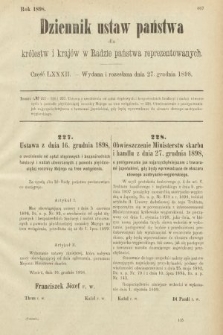 Dziennik Ustaw Państwa dla Królestw i Krajów w Radzie Państwa Reprezentowanych. 1898, cz. 82