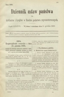 Dziennik Ustaw Państwa dla Królestw i Krajów w Radzie Państwa Reprezentowanych. 1898, cz. 86