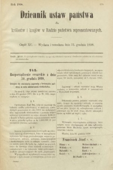 Dziennik Ustaw Państwa dla Królestw i Krajów w Radzie Państwa Reprezentowanych. 1898, cz. 90