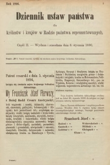 Dziennik Ustaw Państwa dla Królestw i Krajów w Radzie Państwa Reprezentowanych. 1896, cz. 2