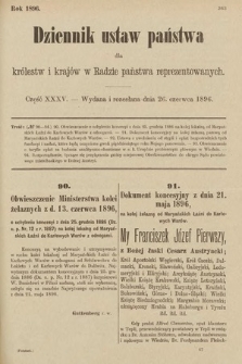 Dziennik Ustaw Państwa dla Królestw i Krajów w Radzie Państwa Reprezentowanych. 1896, cz. 35