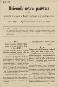 Dziennik Ustaw Państwa dla Królestw i Krajów w Radzie Państwa Reprezentowanych. 1896, cz. 44