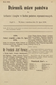 Dziennik Ustaw Państwa dla Królestw i Krajów w Radzie Państwa Reprezentowanych. 1896, cz. 50