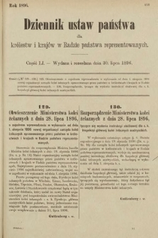 Dziennik Ustaw Państwa dla Królestw i Krajów w Radzie Państwa Reprezentowanych. 1896, cz. 51
