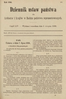 Dziennik Ustaw Państwa dla Królestw i Krajów w Radzie Państwa Reprezentowanych. 1896, cz. 54