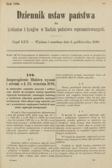 Dziennik Ustaw Państwa dla Królestw i Krajów w Radzie Państwa Reprezentowanych. 1896, cz. 70