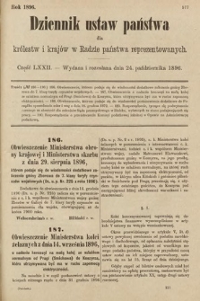 Dziennik Ustaw Państwa dla Królestw i Krajów w Radzie Państwa Reprezentowanych. 1896, cz. 72