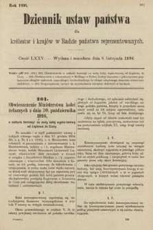 Dziennik Ustaw Państwa dla Królestw i Krajów w Radzie Państwa Reprezentowanych. 1896, cz. 75