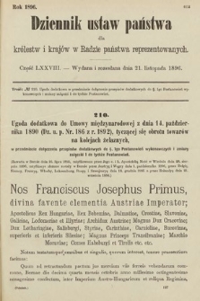 Dziennik Ustaw Państwa dla Królestw i Krajów w Radzie Państwa Reprezentowanych. 1896, cz. 78