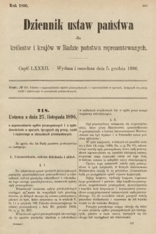 Dziennik Ustaw Państwa dla Królestw i Krajów w Radzie Państwa Reprezentowanych. 1896, cz. 82