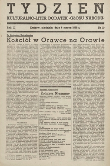 Tydzień : kulturalno-liter. dodatek „Głosu Narodu”. 1938, nr 10