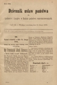 Dziennik Ustaw Państwa dla Królestw i Krajów w Radzie Państwa Reprezentowanych. 1900, cz. 11