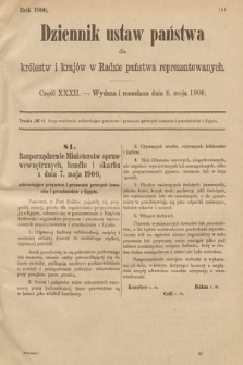 Dziennik Ustaw Państwa dla Królestw i Krajów w Radzie Państwa Reprezentowanych. 1900, cz. 32