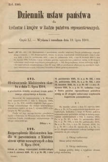 Dziennik Ustaw Państwa dla Królestw i Krajów w Radzie Państwa Reprezentowanych. 1900, cz. 51