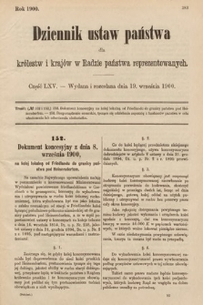 Dziennik Ustaw Państwa dla Królestw i Krajów w Radzie Państwa Reprezentowanych. 1900, cz. 65
