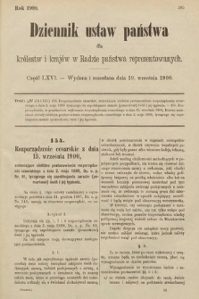Dziennik Ustaw Państwa dla Królestw i Krajów w Radzie Państwa Reprezentowanych. 1900, cz. 66
