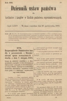 Dziennik Ustaw Państwa dla Królestw i Krajów w Radzie Państwa Reprezentowanych. 1900, cz. 75